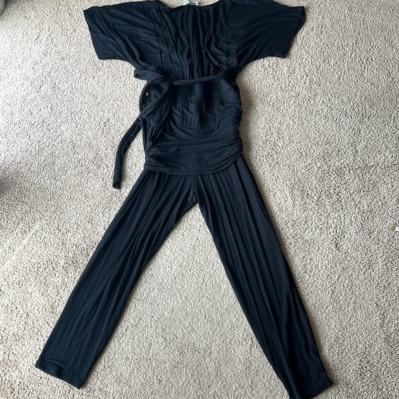 Anthropologie Saturday Sunday Black Aisling Wrap Soft Jumpsuit Small - Picture 4 of 7